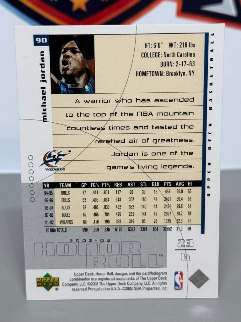 2002-03 Upper Deck Honor Roll Michael Jordan #90 - Washington Wizards