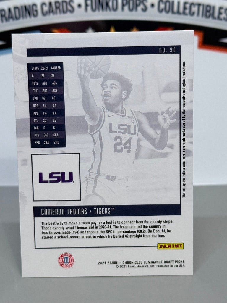 2021 Panini Chronicles Draft Picks Cam Thomas Luminance RC #90 - LSU Tigers