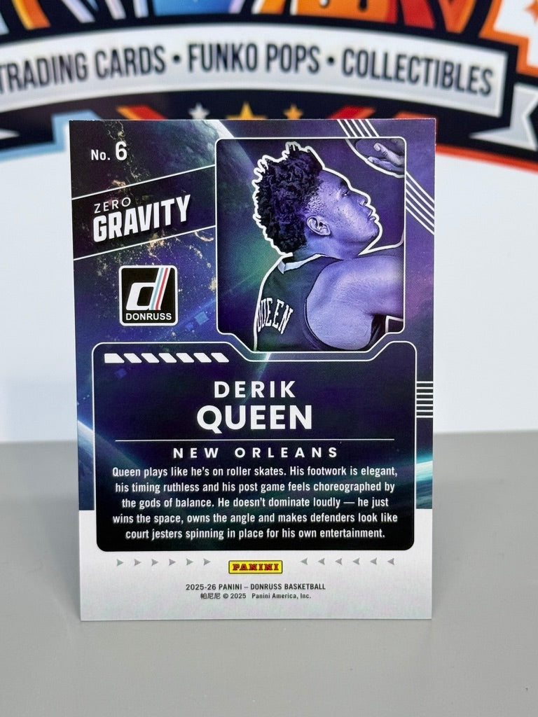 2025-26 Panini Donruss Derik Queen Zero Gravity Novato Inserto RC #6 - New Orleans Pelicans