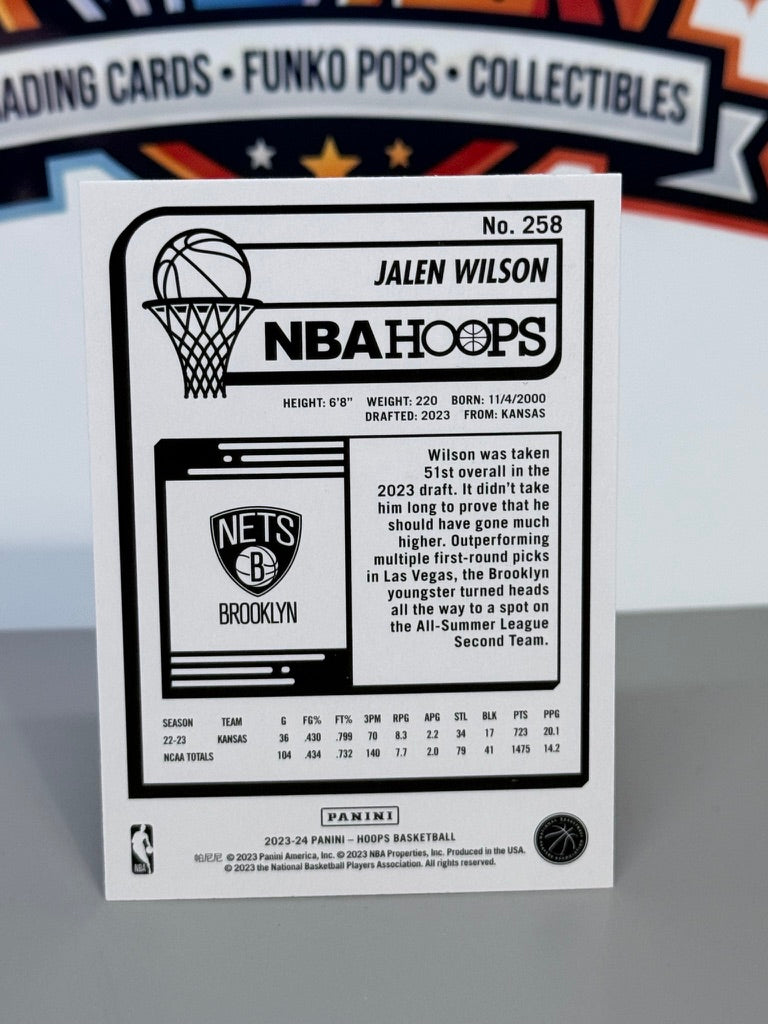 2023-24 Panini NBA Hoops Jalen Wilson Tarjeta de Novato RC #258 - Brooklyn Nets
