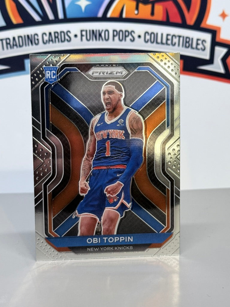 2020-21 Panini Prizm Obi Toppin Silver Prizm Refractor Tarjeta de novato RC #280 - New York Knicks