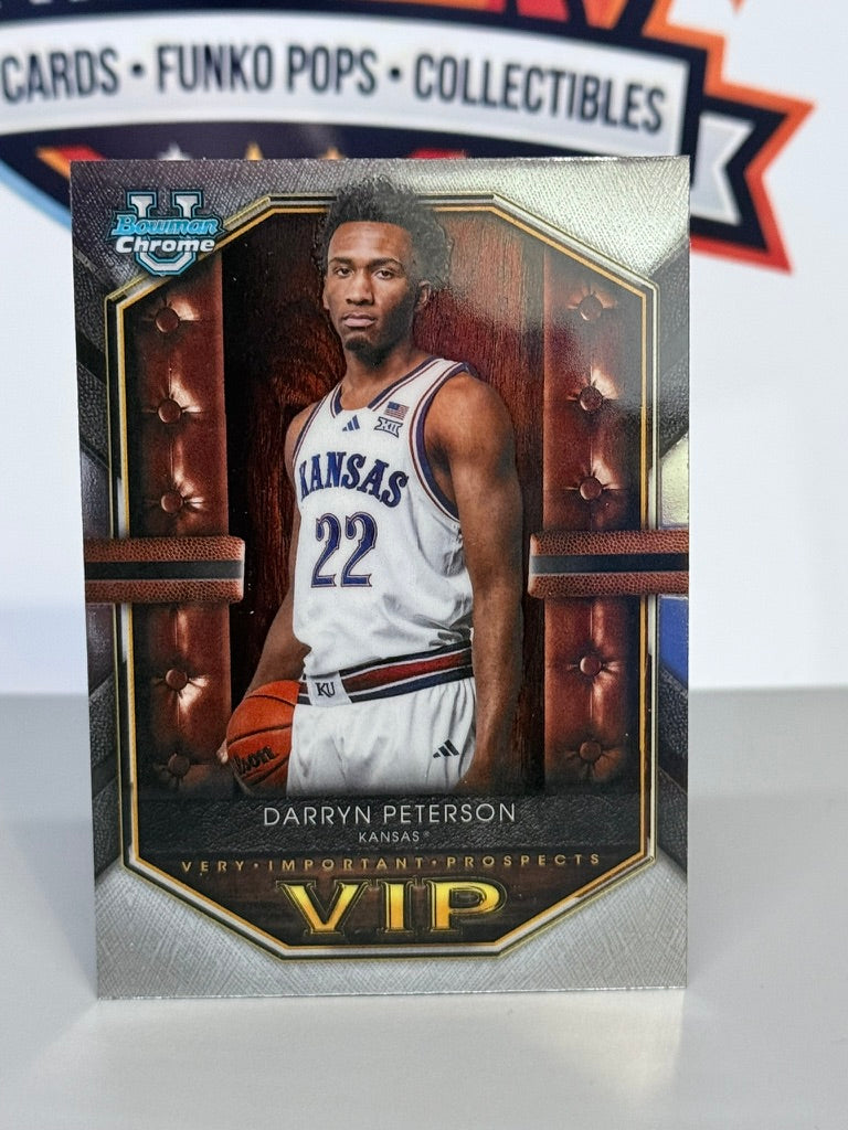 2025-26 Bowman University Chrome Darryn Peterson VIP Insert RC #VIP-2 - Kansas Jayhawks