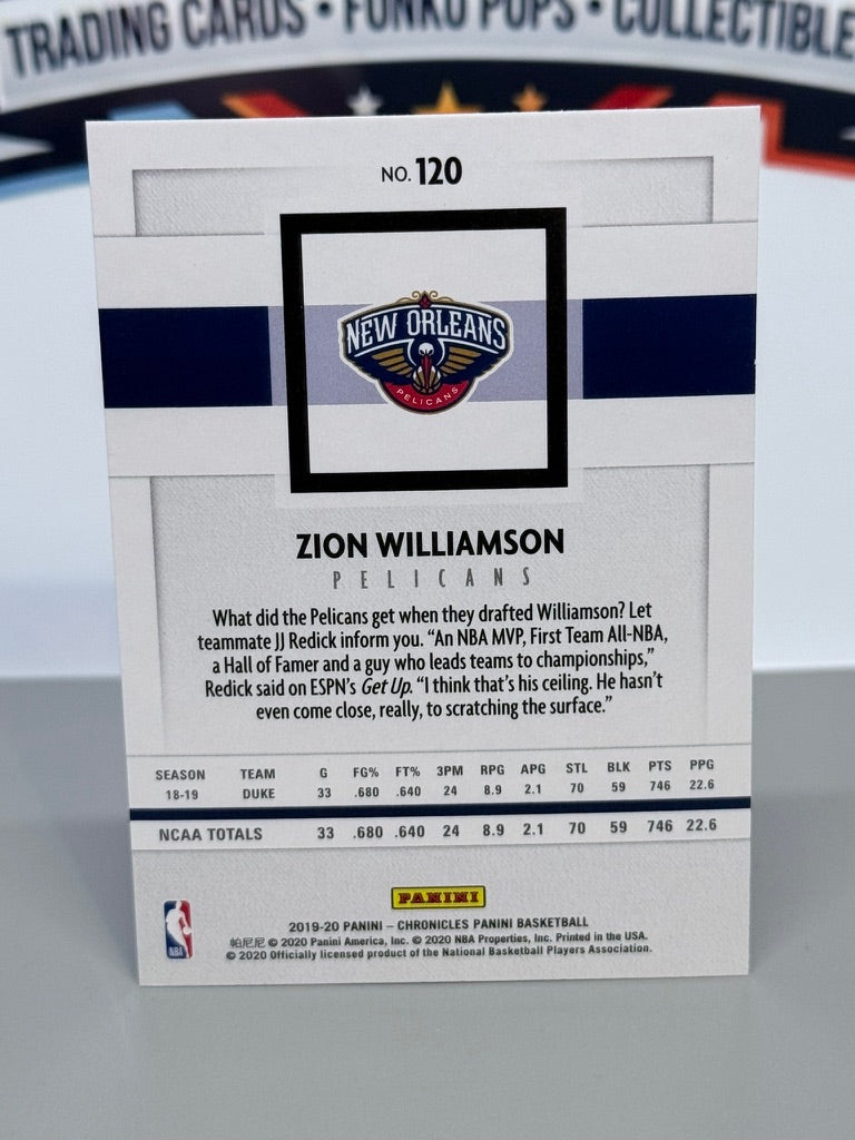 2019-20 Panini Chronicles Zion Williamson Panini Base Tarjeta de Novato #120 - New Orleans Pelicans