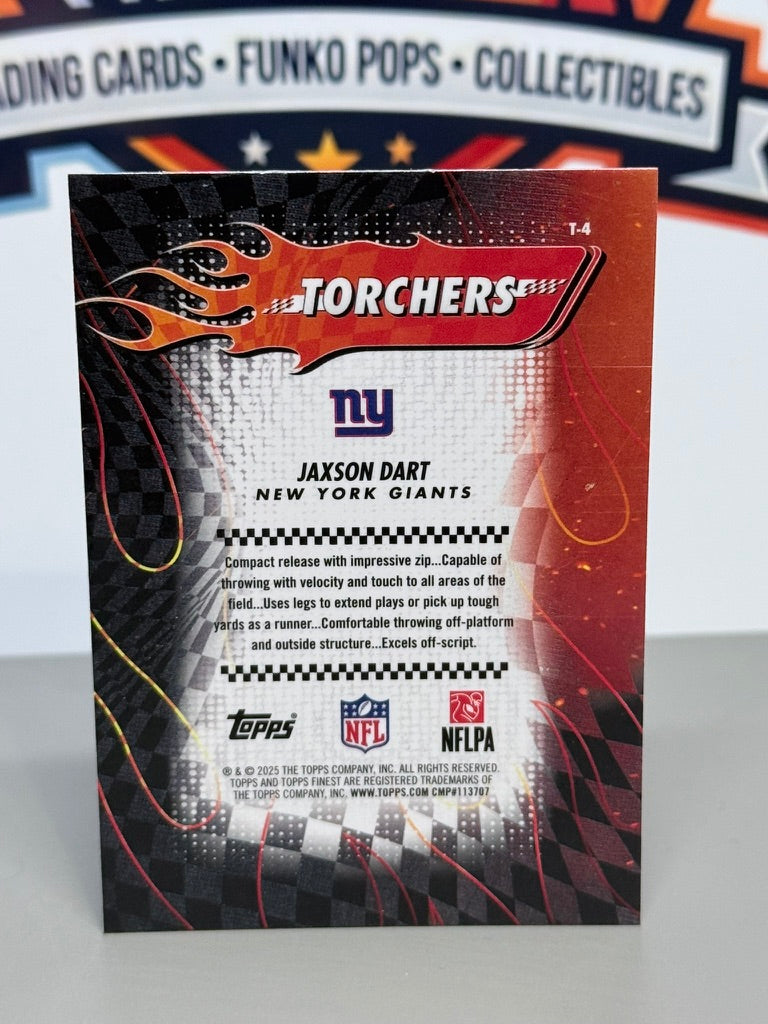 2025 Topps Finest Jaxson Dart Torchers Rookie Insert RC #T-4 - New York Giants