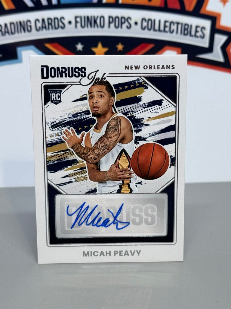 2025-26 Panini Donruss Ink Micah Peavy Tarjeta de autógrafo de novato RC #INK-MPV - New Orleans Pelicans