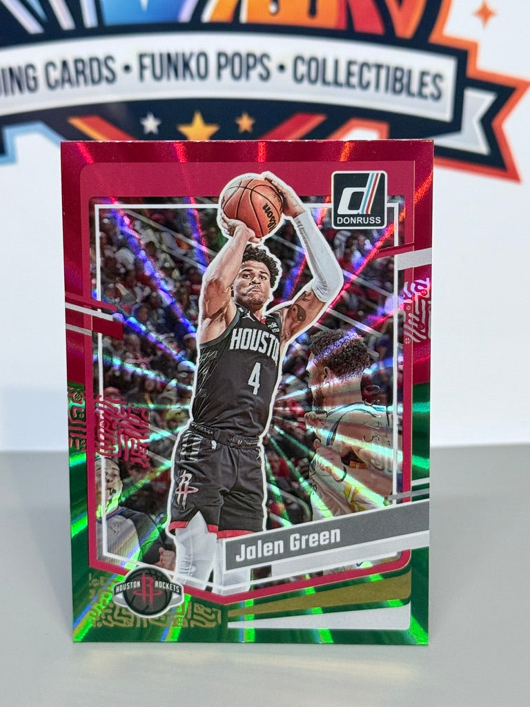 2023-24 Panini Donruss Jalen Green Paralelo Láser Rojo y Verde /175 #116 - Houston Rockets