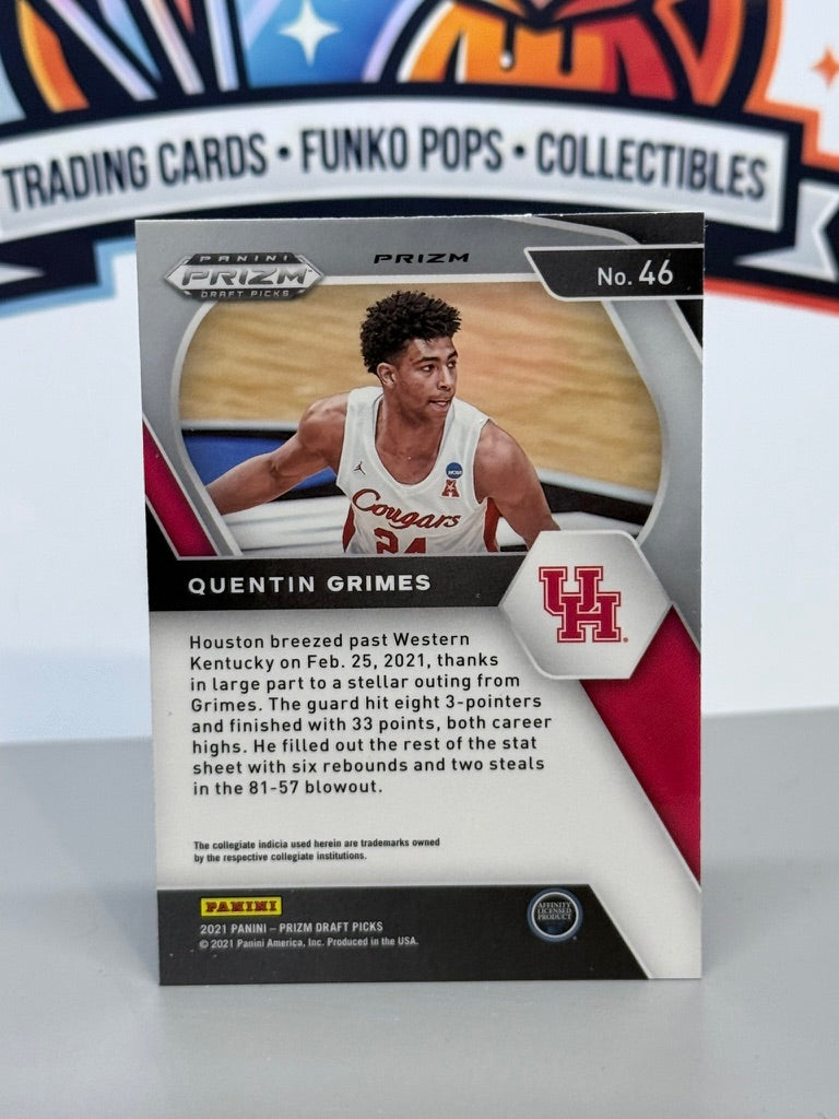 2021 Panini Prizm Draft Picks Quentin Grimes Green Prizm Refractor Rookie Card RC #46 - Houston Cougars