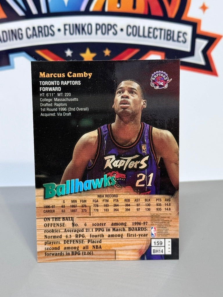 1997-98 Topps Finest Marcus Camby Ballhawks Inserto Raro #159 BH14 con Revestimiento - Raptors