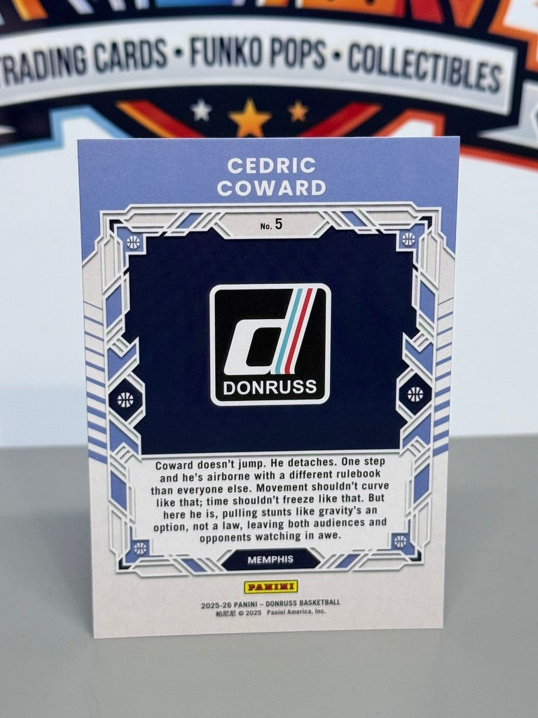 2025-26 Panini Donruss Cedric Coward Elite Series Rookie Insert RC #5 - Memphis