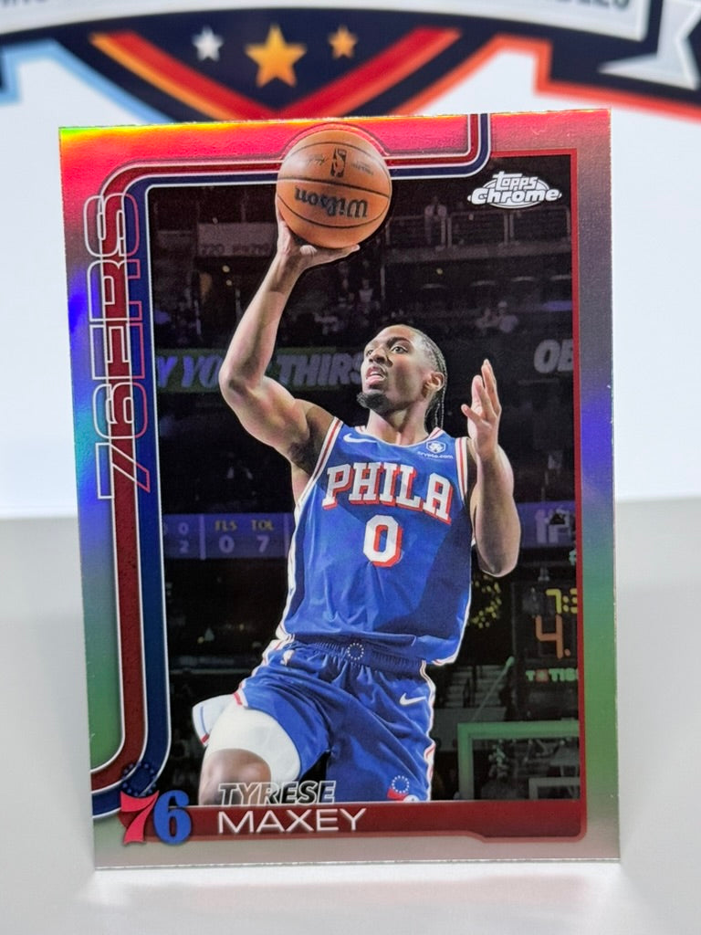 2024-25 Topps Chrome Tyrese Maxey Refractor Parallel #185 - Philadelphia 76ers