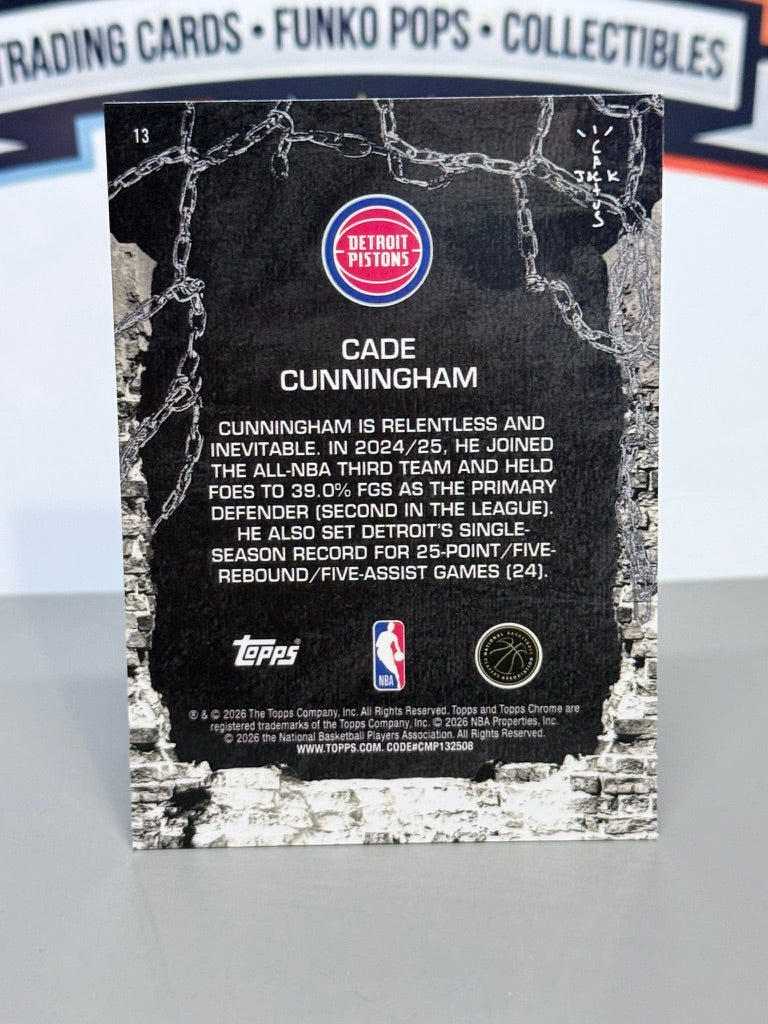 2025-26 Topps Chrome Cactus Jack Cade Cunningham Blue Refractor /150 #13 - Detroit Pistons