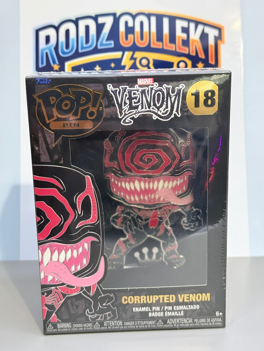 Funko Pop! Pin Marvel Venom Corrupted Venom #18 Pin de esmalte grande