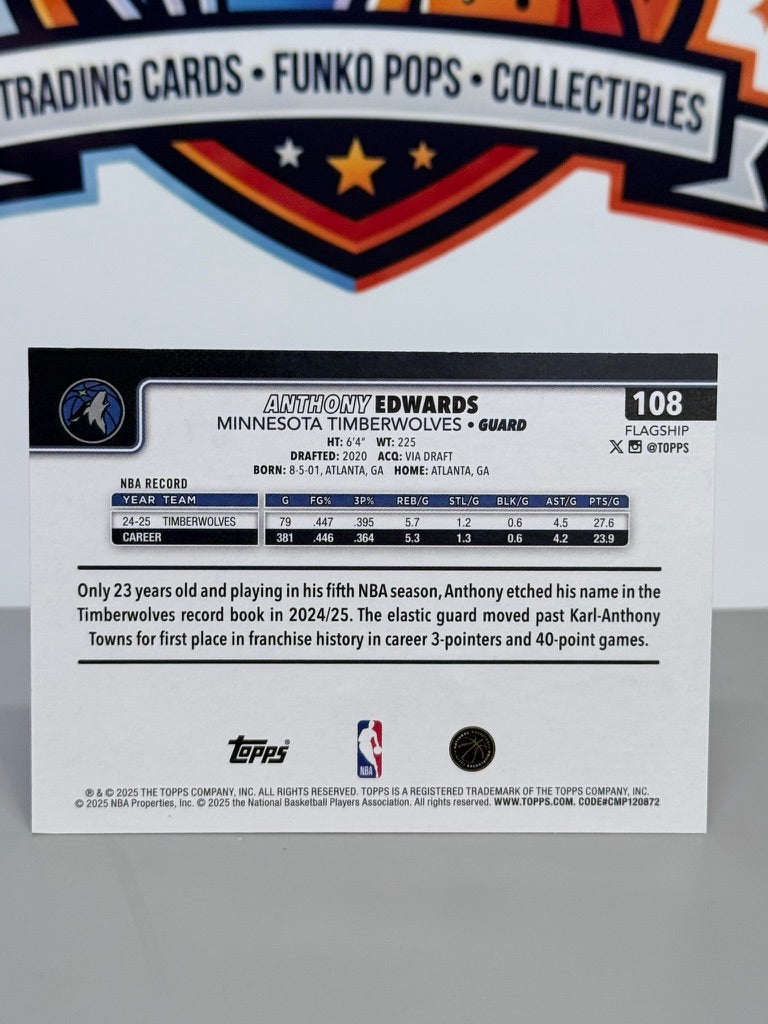 2025-26 Topps Baloncesto Anthony Edwards Paralela Net Foil #108 - Minnesota Timberwolves