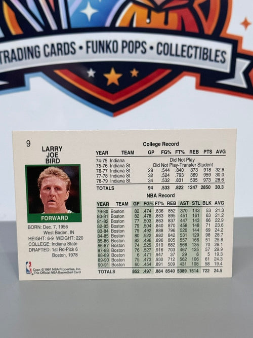 1991-92 NBA Hoops Larry Bird Base Card #9 - Boston Celtics