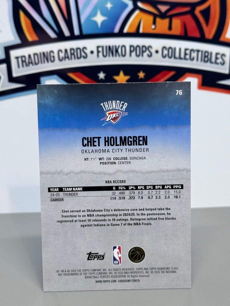 2025-26 Topps Signature Class Chet Holmgren Tarjeta base #76 - Oklahoma City Thunder