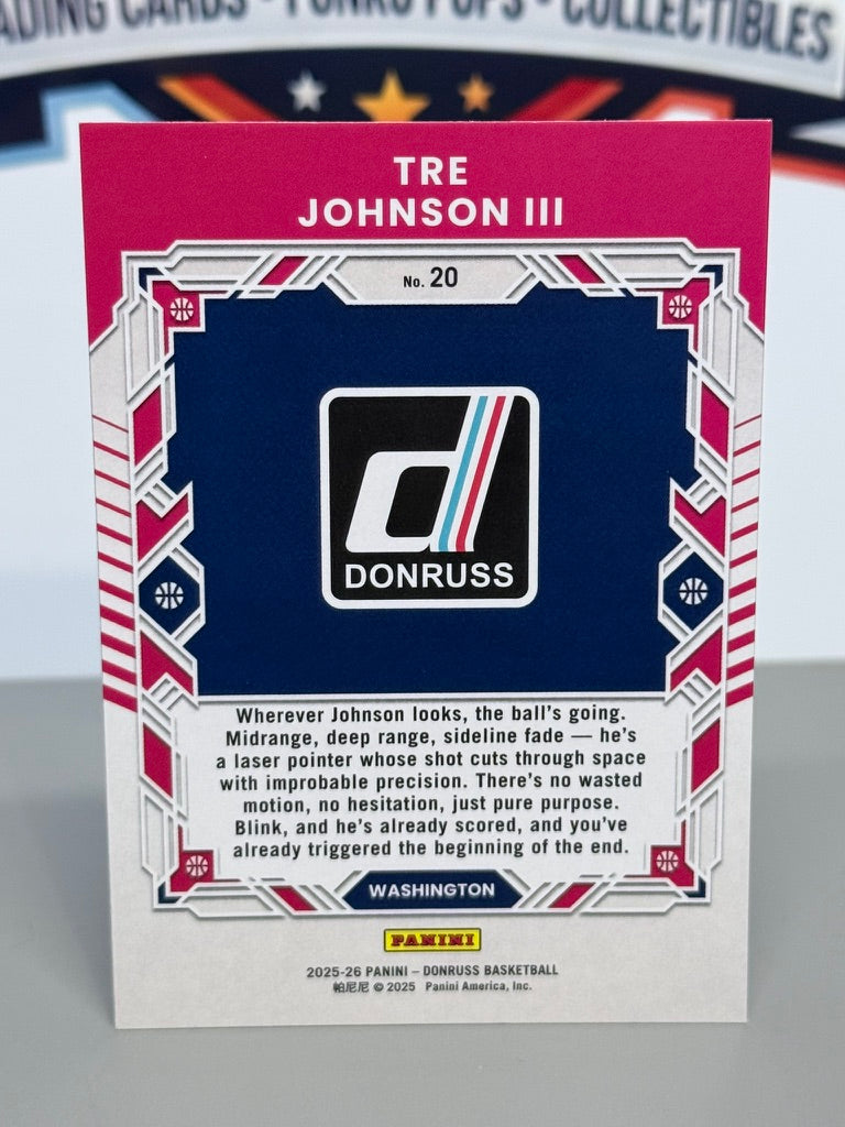 2025-26 Panini Donruss Tre Johnson III Serie Élite Novato Insertado RC #20 - Washington