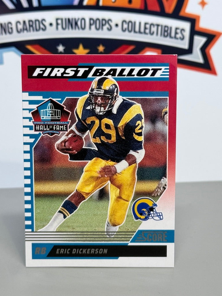 2025 Panini Score Eric Dickerson Inserto Primera Boleta #4 - Los Angeles Rams