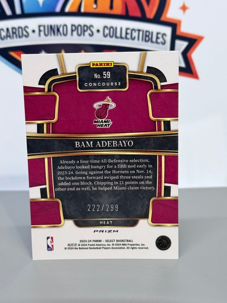 2023-24 Panini Select Bam Adebayo Light Blue Prizm Concourse /299 #59 - Miami Heat