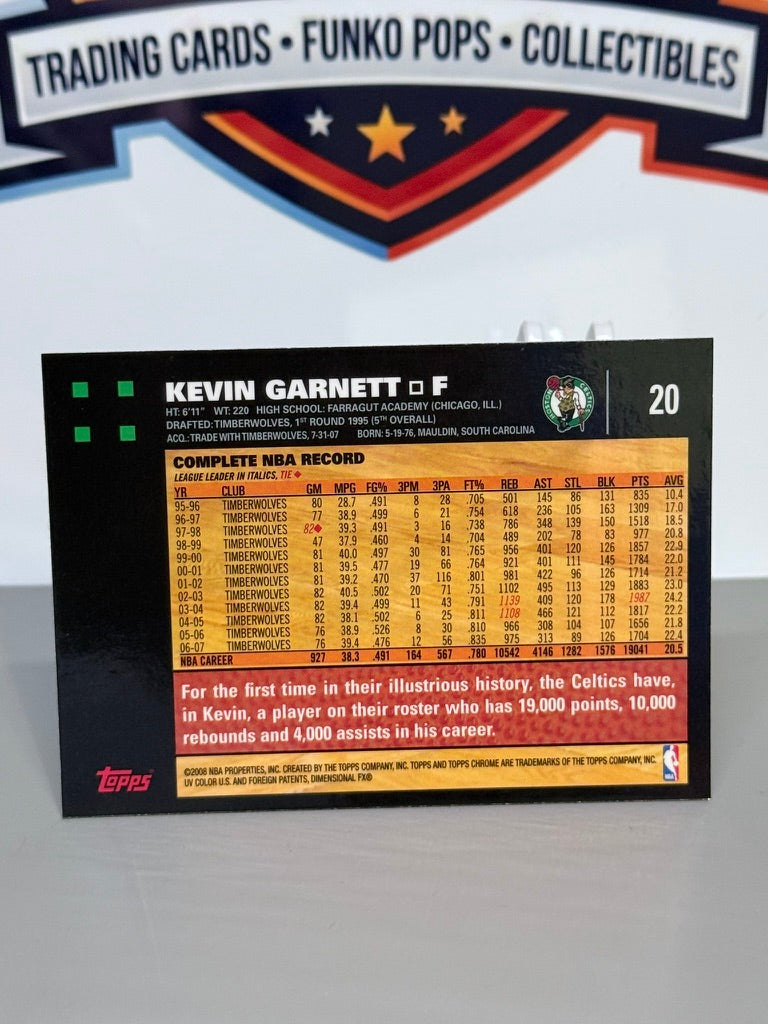 2008-09 Topps Chrome Kevin Garnett Tarjeta Base #20 - Boston Celtics