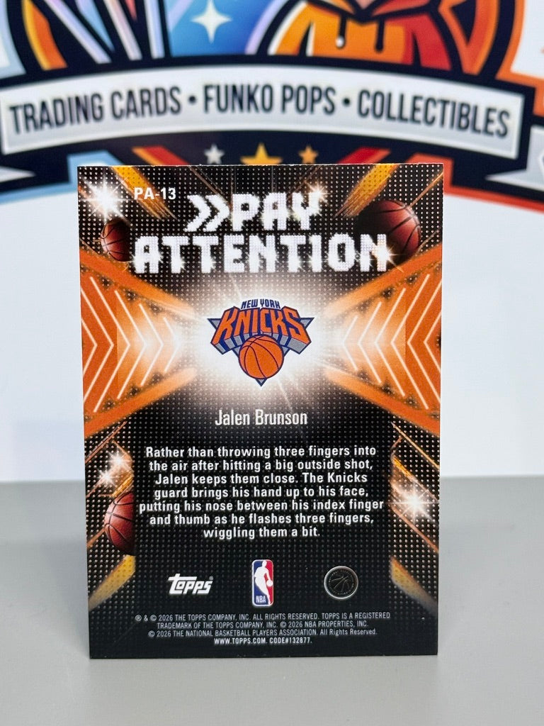 2025-26 Topps Jalen Brunson Pay Attention Insert #PA-13 - New York Knicks