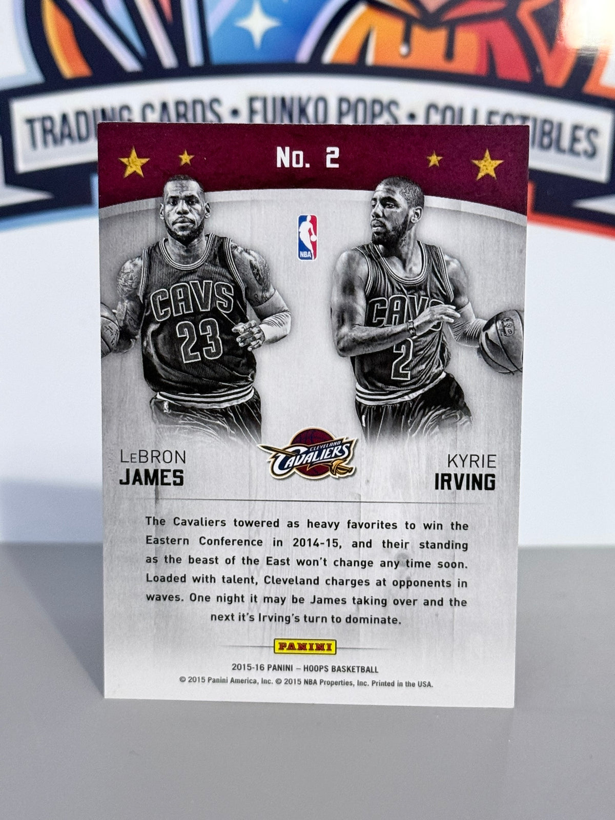 2015-16 Panini NBA Hoops Double Trouble LeBron James & Kyrie Irving Insert #2