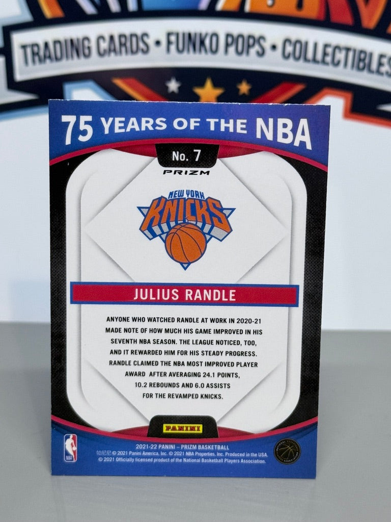 2021-22 Panini Prizm Julius Randle Inserto 75 Años de la NBA #7 - New York Knicks