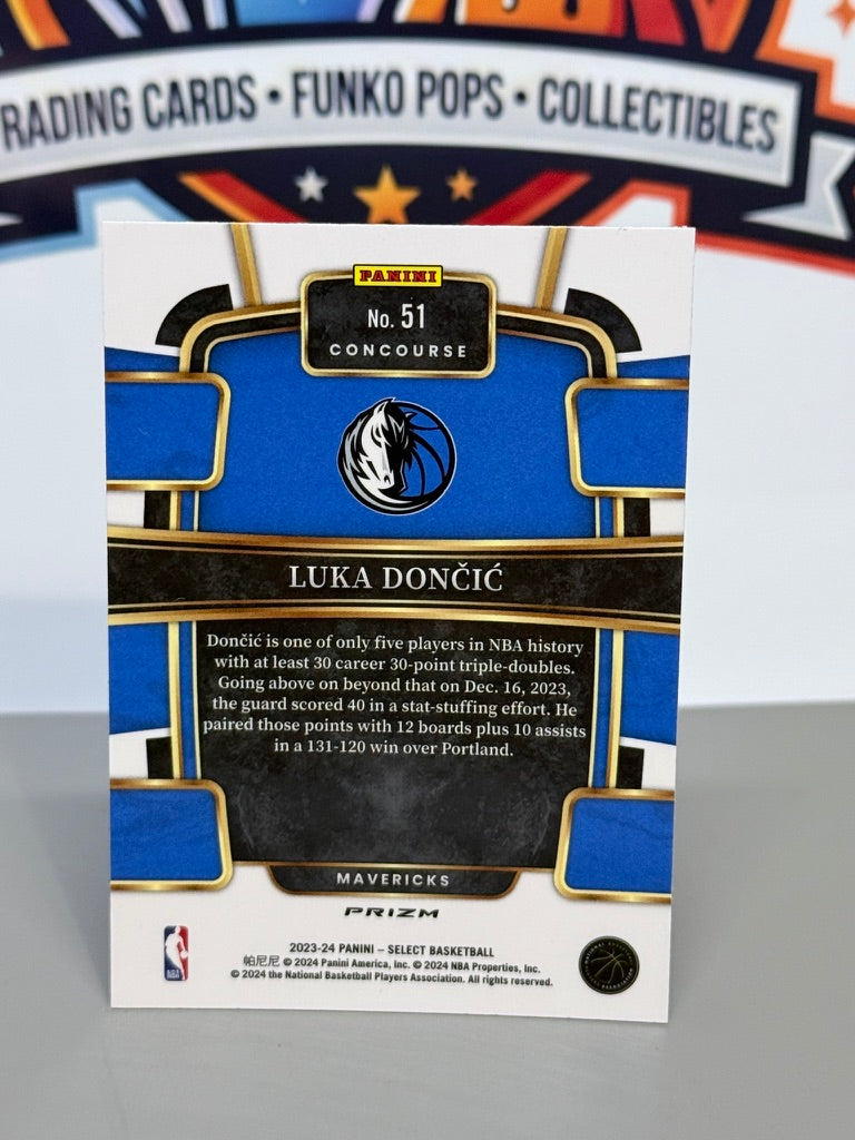 2023-24 Panini Select Luka Dončić Blue Prizm Concourse Parallel #51 - Dallas Mavericks